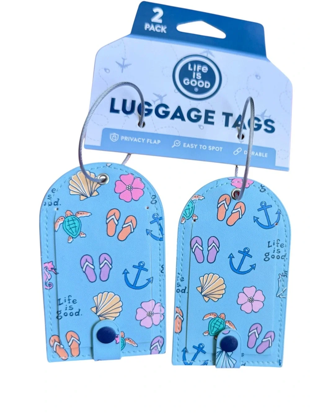 Bundle Life is Good Passport Wallet Cover Case & Luggage Tags - Coastal Beach